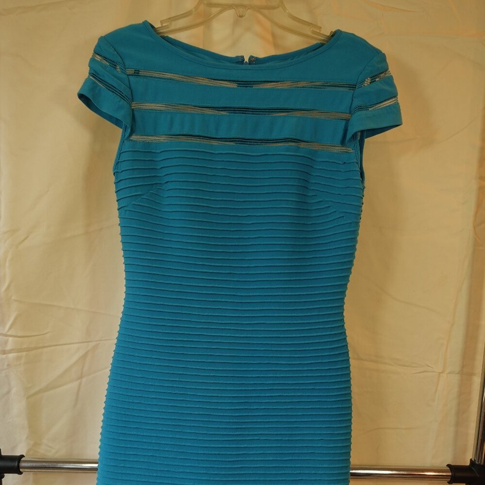 Teal Bandage Dress - Adrianna Papell - Size 8 - Stretchy mesh